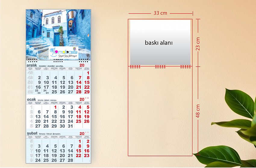🍃 Büyük Gemici Takvim Yeşil (Tek Parça Spiralli) Kod-08