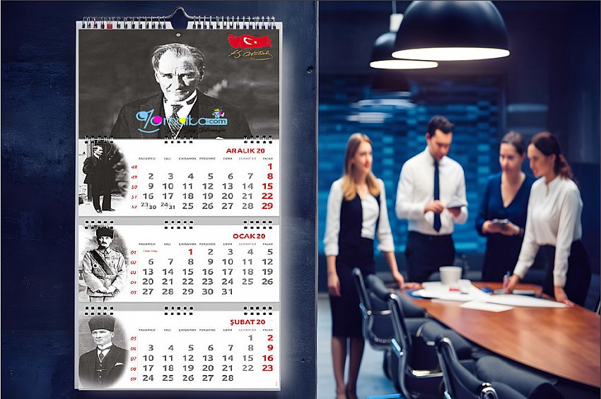 🖼️ Atatürk Gemici Takvim (Üç Parça Spiralli) Kod-30