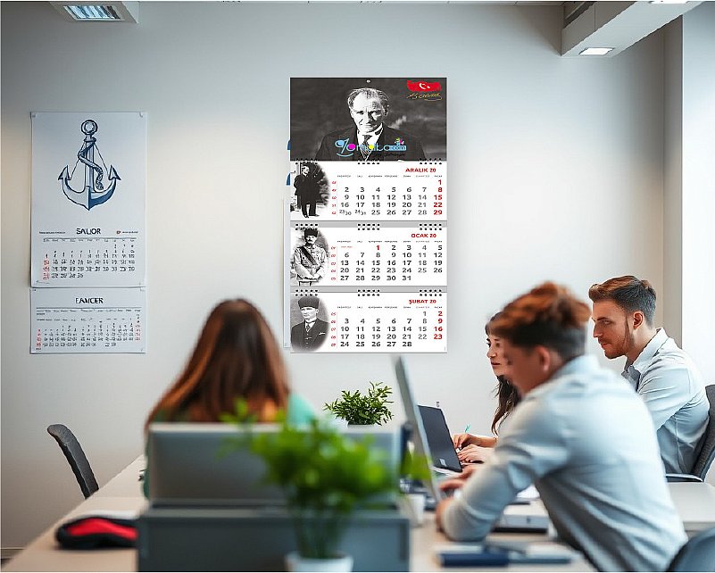 🖼️ Atatürk Gemici Takvim (Üç Parça Spiralli) Kod-30