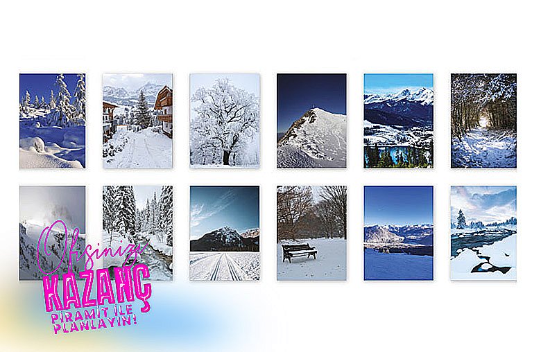❄️ Piramit Takvim (Kış Manzaraları)