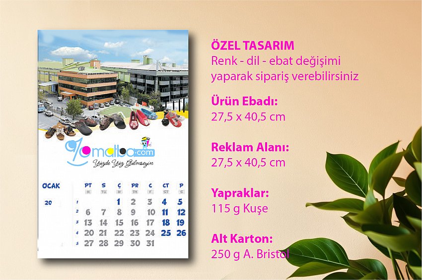 Duvar Takvimi Baskı 27x40cm