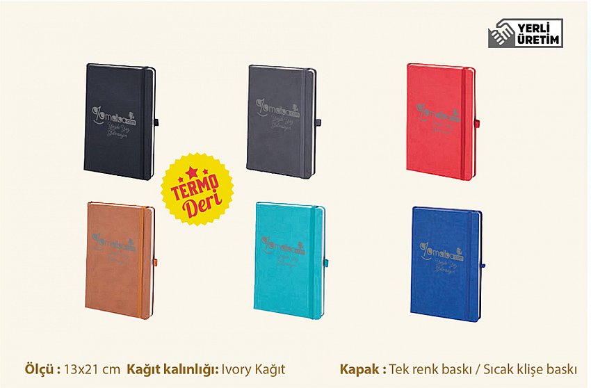 Deri Kapak Ekonomik Defter(13x21 Cm)Kod:209