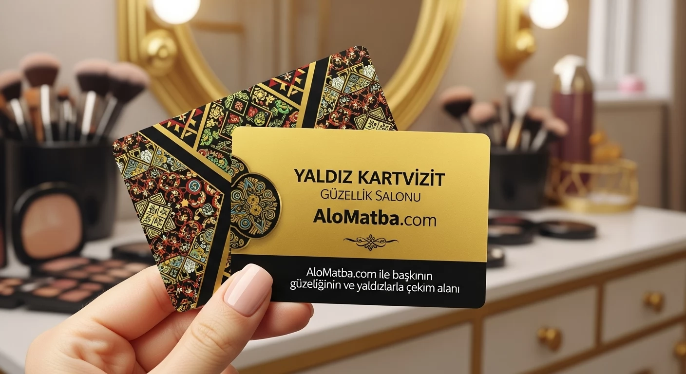 Güzellik Salonu Yaldız Kartvizit Baskı küçük görsel